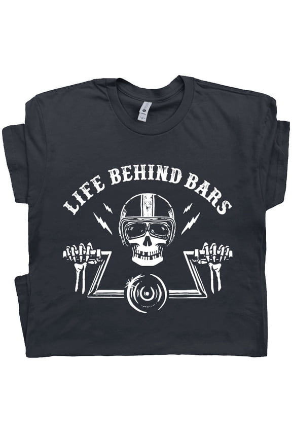 Cool Motorcycle T Shirt Life Behind Bars Cool Skeleton Biker Funny Shirts For Men Women Guys Harley Graphic Tee Route 66 Indian Sturgis