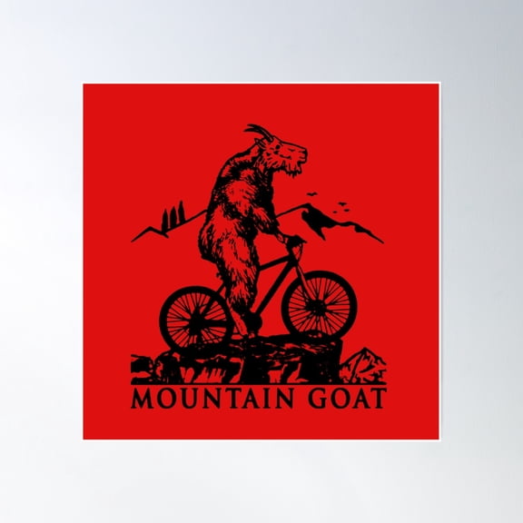 Cool Mountain Goat Tee Riding Biking Poster Wall Art, Modern Wall Decor, 24x24 UNFRAMED