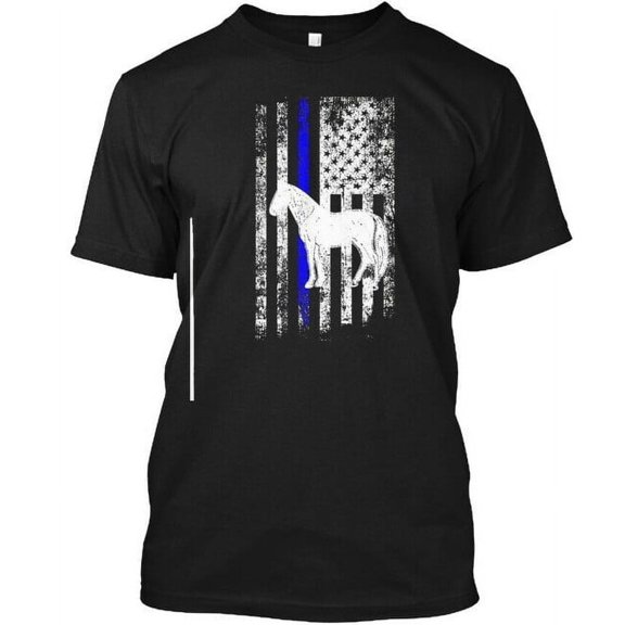Cool Mounted Patrol Police Horse American Fla T-Shirt Made in USA S-5XL
