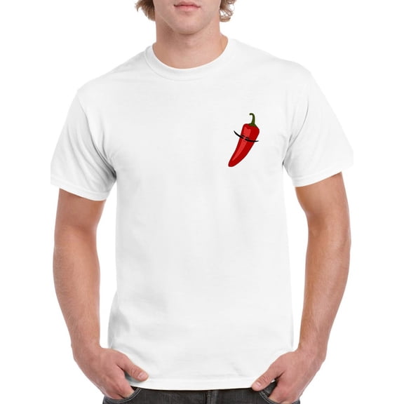 Cool Mustache Chili Pepper Men White T-Shirt, Male Small