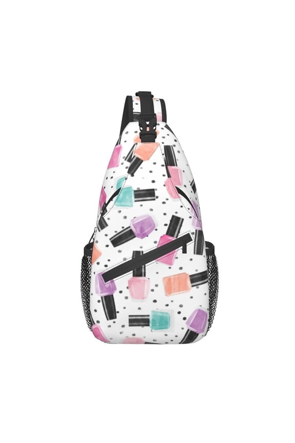 Cool Nail Polish Polka Dots Crossbody Sling Backpack Men Manicurist Pop Art Shoulder Chest Bag for Traveling
