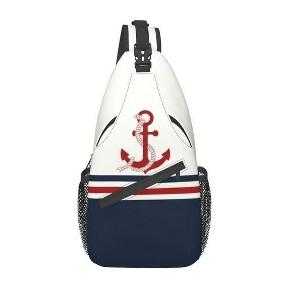 Casual Captain Anchor Sling Bag for Travel Hiking Men l Sailor Adventure Chest Crossbody Backpack Shoulder Daypack