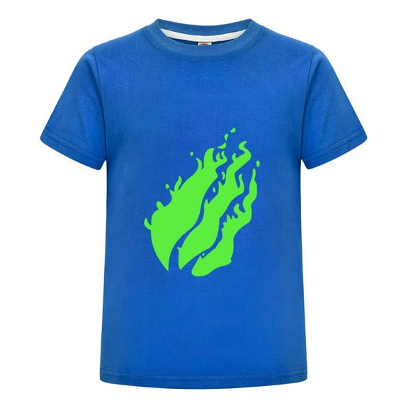 Cool Neon Green Flame Toxic Fire T-Shirt for Kids Graphic Tee – Short Sleeve Gamer Shirt for Youth