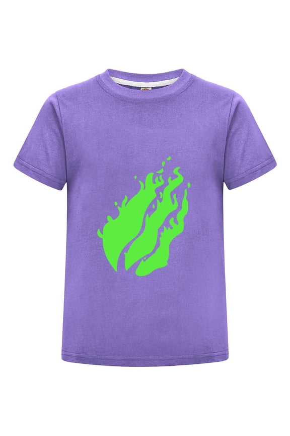 Cool Neon Green Flame Toxic Fire T-Shirt for Kids Graphic Tee – Short Sleeve Gamer Shirt for Youth