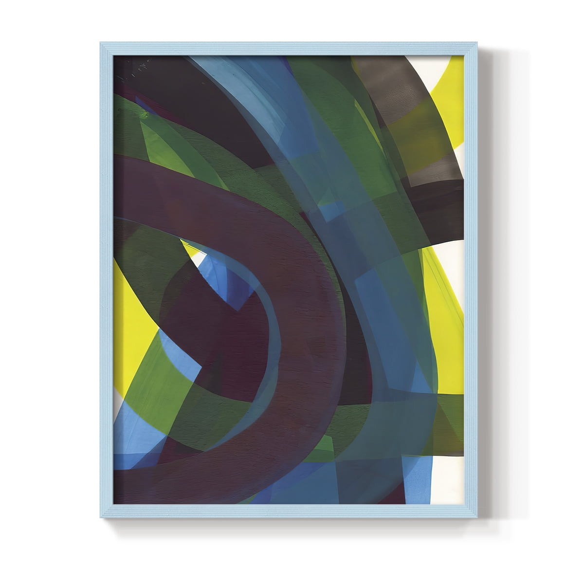 Cool Network II Framed Print in Blue Solid Wood Framed Print No Nail Hanging