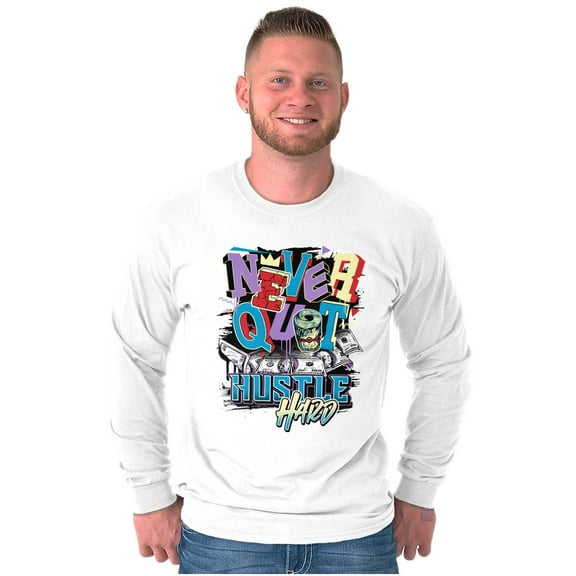 Cool Never Quite Hustle Hard Graffiti Long Sleeve TShirt Men Women Brisco Brands S