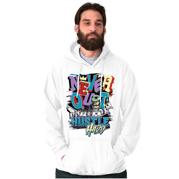 Cool Never Quite Hustle Hard Graffiti Unisex Plus Fleece Graphic Hoodie Brisco Brands 5X