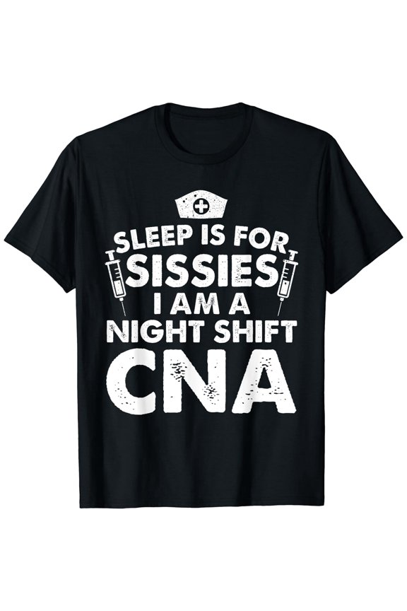 Cool Night Shift Nursing Nurse Life Black T-Shirt Short Sleeve Tee Unisex