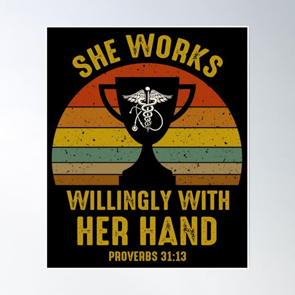 Cool Nurse Trophy Vintage Birthday Nursing Nursery Life Quotes Mothers Day T Poster Wall Art, Modern Wall Decor, 8x12 UNFRAMED