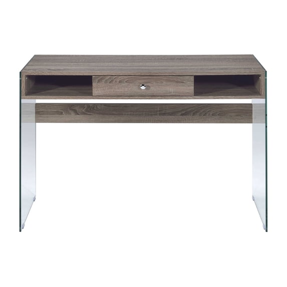 Cool Oak and Glass Panel Desk