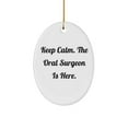 thumbnail image 1 of Cool Oral Surgeon Oval Ornament, Keep Calm. The Oral Surgeon is Here., Gag Gifts for Men Women, 1 of 1