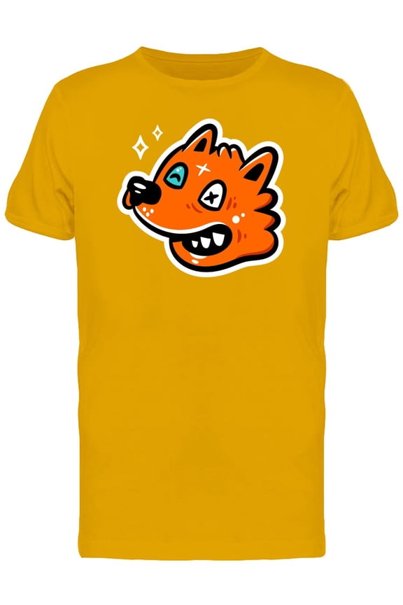 Cool Orange Fox Head Cartoon T-Shirt Men -Image by Shutterstock, Male 3X-Large