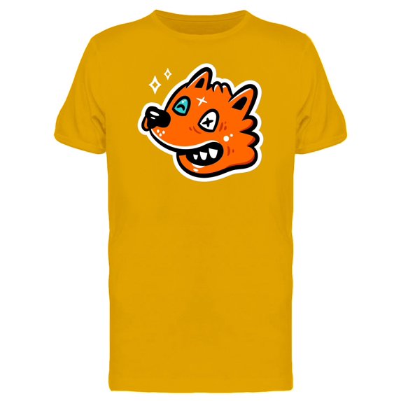 Cool Orange Fox Head Cartoon T-Shirt Men -Image by Shutterstock, Male 3X-Large