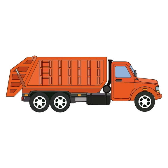 Cool Orange Garbage Truck Artwork Vinyl Wall Decal - Disposal Vehicle for Dump Art Drawing Wall Decoration 20" x 8"