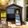 thumbnail image 1 of Cool Outdoor Cat House for Summer, Double-Layer Insulated Cat Shelter with Escape Window & Extended Ramp, Blue, 1 of 10