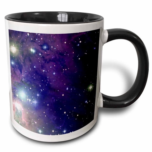 3drose, Cool Outer Space Stars and Planets Dark Blue Design - Science Fiction Sci-fi Geek Astronomy Nerd, 11oz Two-tone Black Mug
