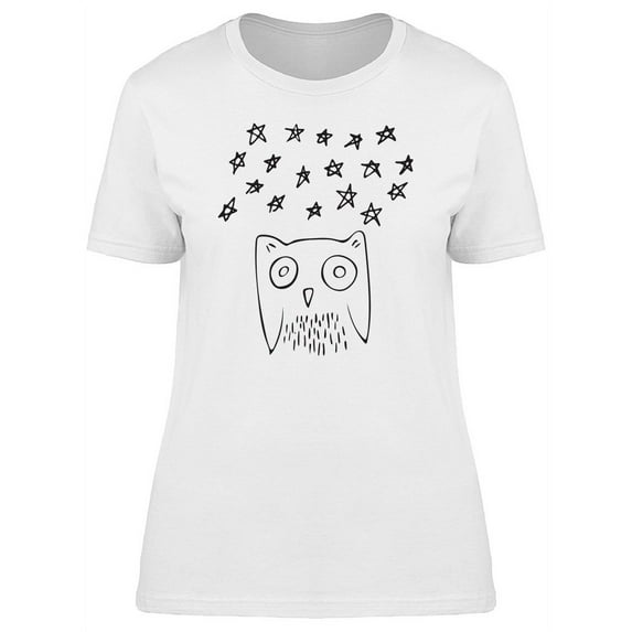 Cool Owl Doodle Sketch T-Shirt Women -Image by Shutterstock, Female Small