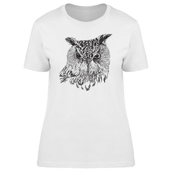 Cool Owl Ink Style B&W Tee Women's -Image by Shutterstock