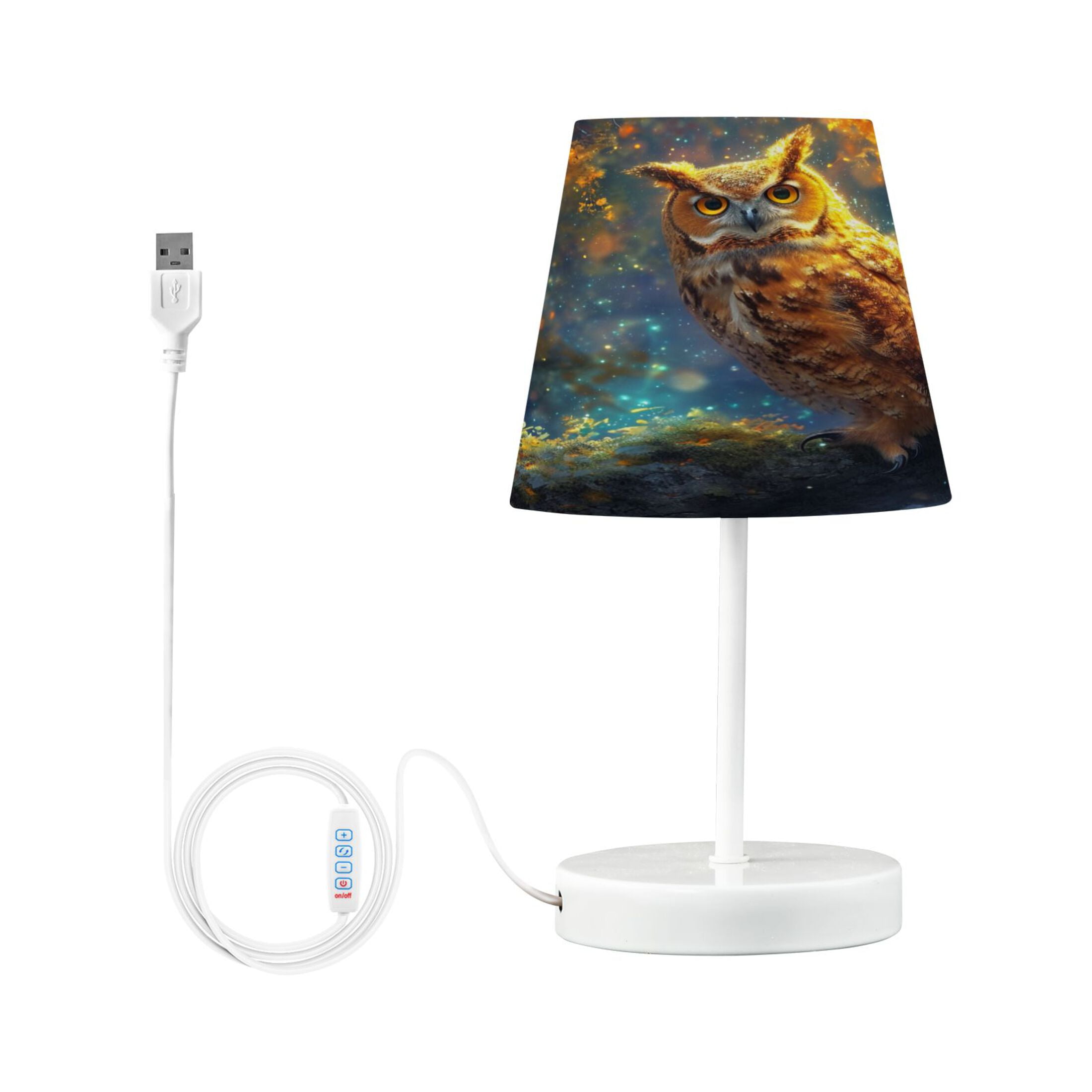 Cool Owl in Forest Desk Lamp LED Table Nightstand Lamps with 3 Color ...