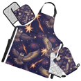 thumbnail image 1 of Cool Owls Stars Apron Set with Oven Mitts Pot Holders Set of 5 Kitchen Stuff Accessories, 1 of 6