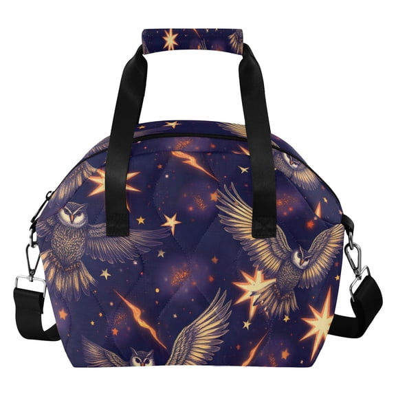Cool Owls Stars Insulated Lunch Bag Reusable Quilted Lunch Box Waterproof Leakproof Lunch Container