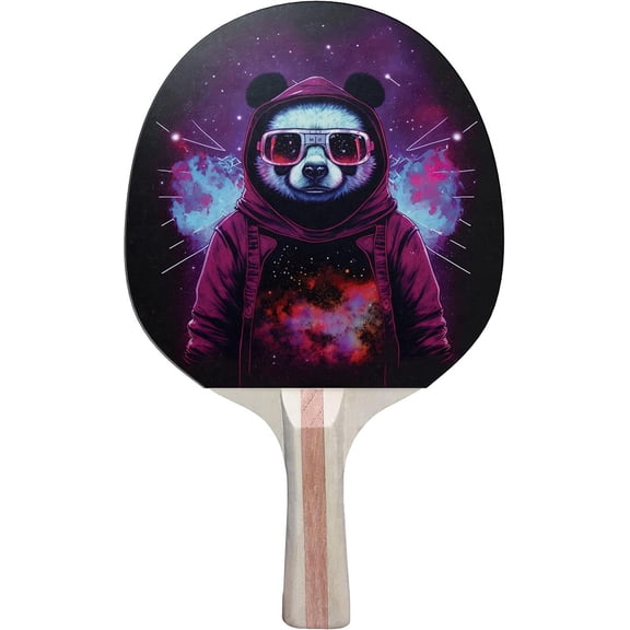 Cool Panda Colorful Design Ping Pong Paddle, Premium 5 Ply Table Tennis Racket (Red on Back)