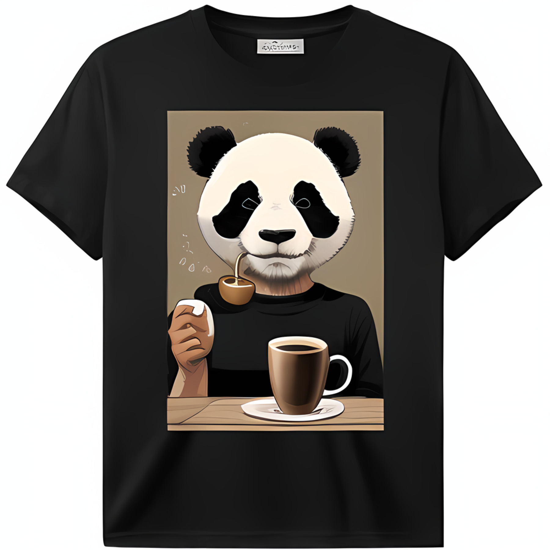 Cool Panda Smoking and Drinking Coffee Vector Illustration T-Shirt ...