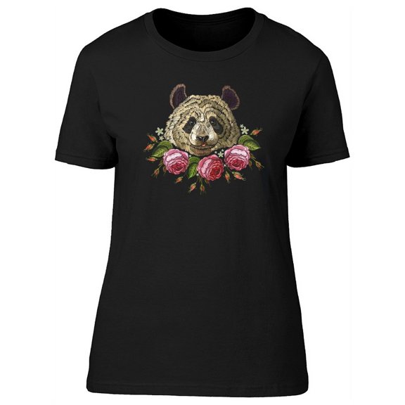 Cool Panda With Roses T-Shirt Women -Image by Shutterstock, Female Small