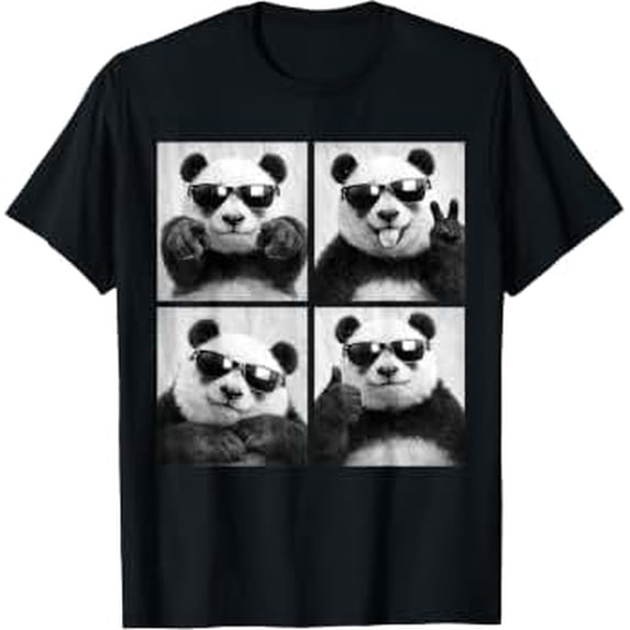 Cool Panda with Sunglasses PhotoBooth Funny Giant Panda Bear T-Shirt ...