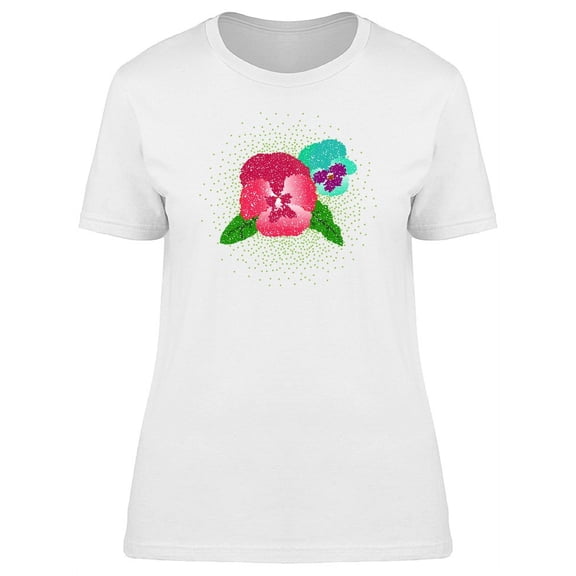 Cool Pansy Flowers Doodles T-Shirt Women -Image by Shutterstock, Female Medium