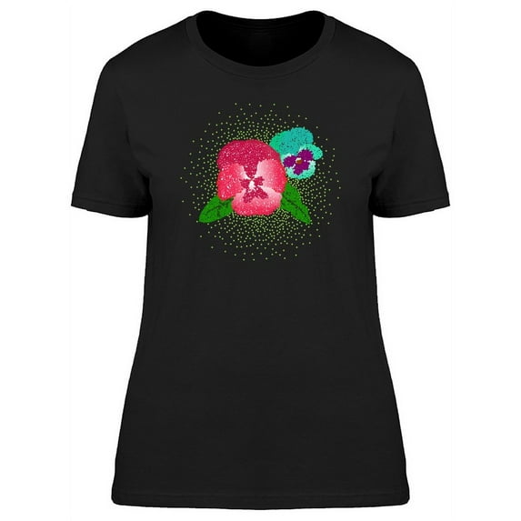 Cool Pansy Flowers Doodles T-Shirt Women -Image by Shutterstock, Female x-Large