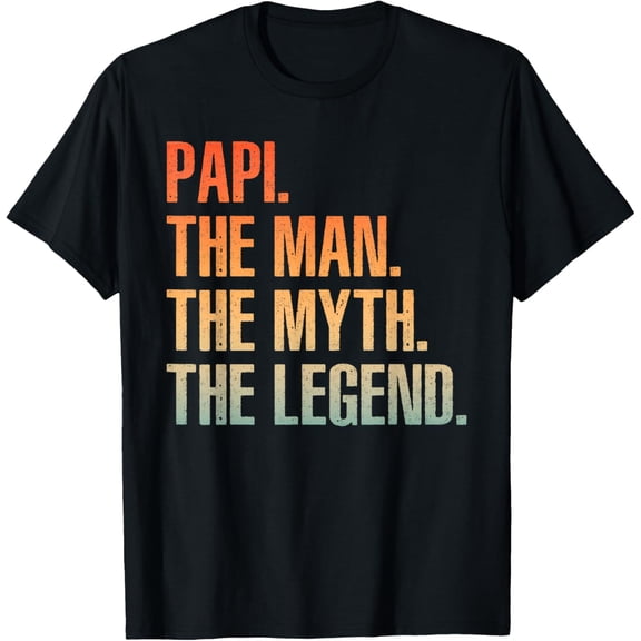Cool Papi For Men Dad Grandpa Man Myth Legend Fathers Day T-ShirtMen and women, White Black T-shirt, size: Extra large S-373XL
