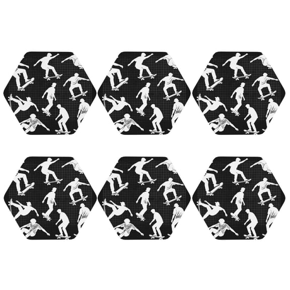 Cool Parkour Sports Extreme Leather Drinks Coasters Suitable for Various Cups Set of 6 Hexagon