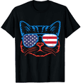thumbnail image 1 of Cool Patriotic Cat US Flag Sunglasses Unisex T-Shirt, 1 of 5