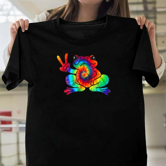 Cool Peace Frog Tie Dye Vintage Colorful Hippie 60s 70s, Retro Graphic V40401, for Men and Women, up to Size 5XL