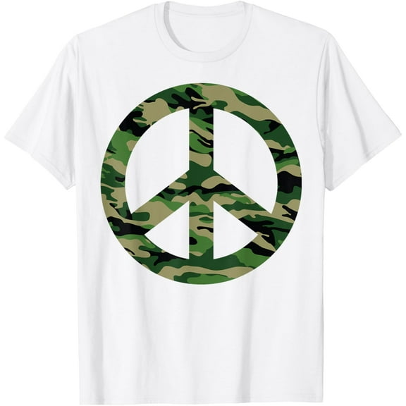 Cool Peace Sign Camouflage T-Shirt For Military Boys & Girls T-Shirt