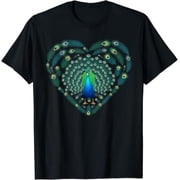 Cool Peacock For Men Women Peacocks Feather Heart Bird Lover T-Shirt