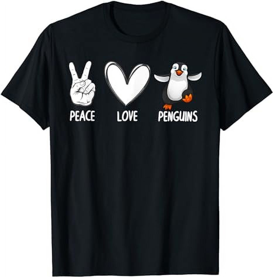 Cool Penguin Art For Men Women Peace Love Penguins Zookeeper T-Shirt