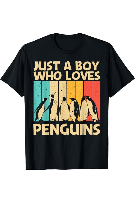 Cool Penguin Design For Boys Kids Emperor Penguin Bird Lover T-Shirt Black 2X-Large
