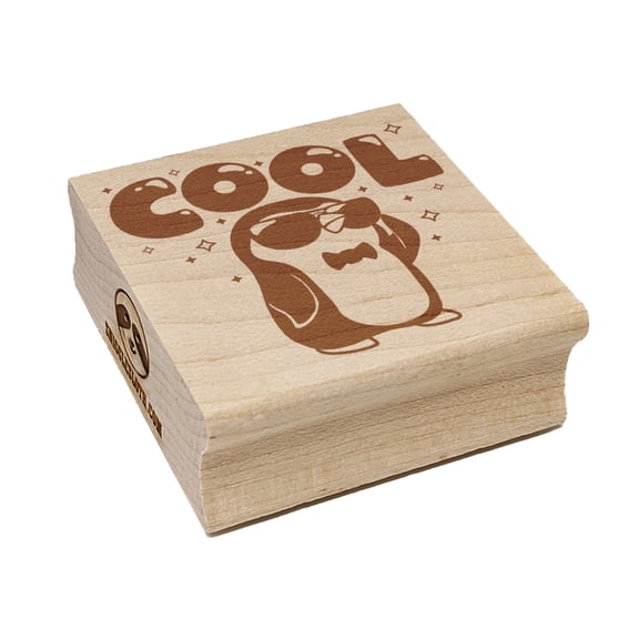 Cool Penguin Square Rubber Stamp Stamping Scrapbooking Crafting - Small 1.25in