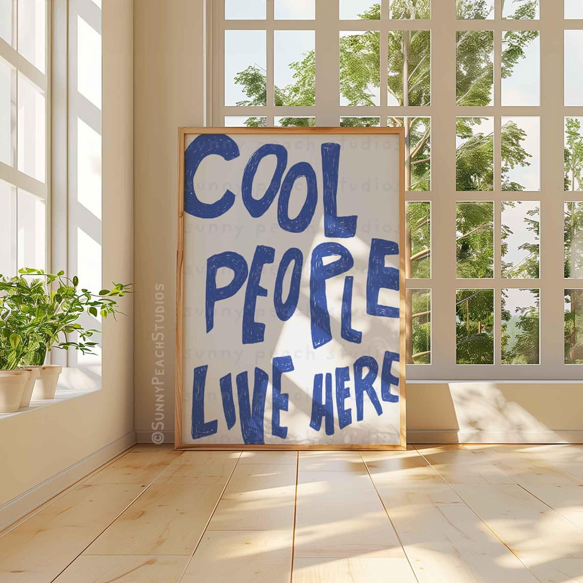 Cool People Live Here Blue Dorm Room Wall Art Vintage Print, Unframed ...