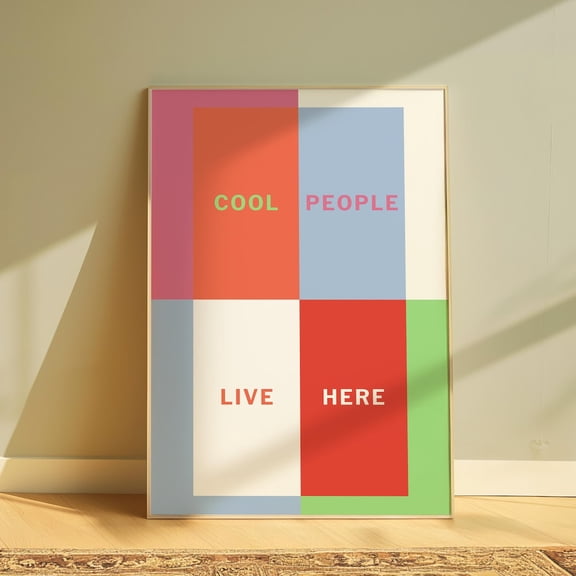 Cool People Live Here Color Block Wall Art, Unframed Paper Print Size 8x12
