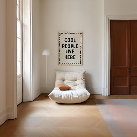 Cool People Live Here Retro Neutral Typography Wall Art Decor, Unframed Canvas 8x10in