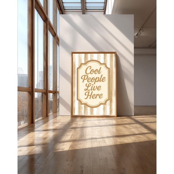 Cool People Live Here Wall Art – Neutral Hand Painted Poster Sign, Cozy Home Decor, Warm Beige Typography Poster, Unframed Canvas Size 24x36 F03.1.22l1156