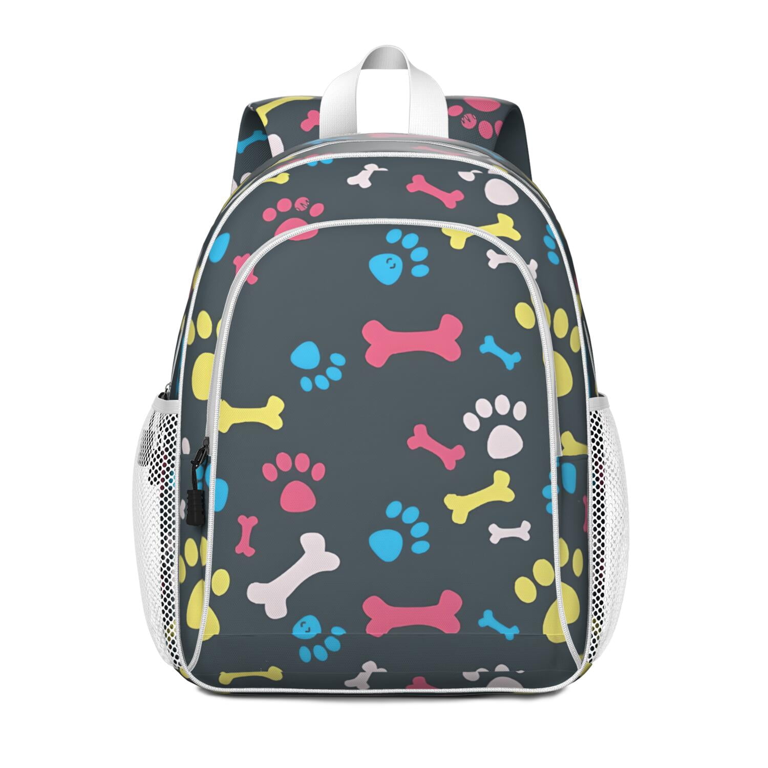 Cool Pet Background Dog Paw Backpack for School,Cute School Bag,Schoolbag with Adjustable Shoulder Straps & Padded Back,15"x11.42"x5.5"