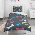 thumbnail image 1 of Cool Pet Background Dog Paw Duvet Cover and Pillowcase Set for Single Bedding, Bedroom Accessories for Kids Teens, 1 of 5