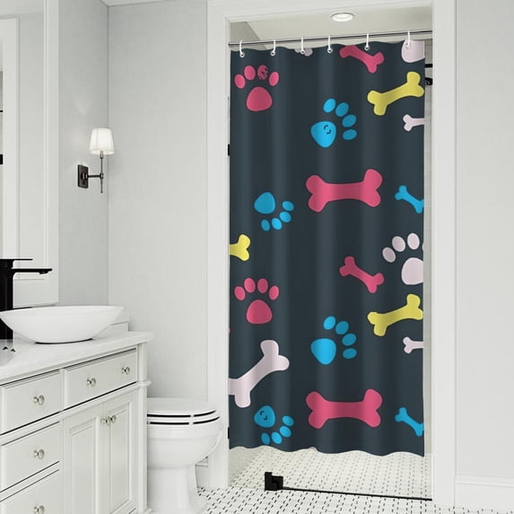 Cool Pet Background Dog Paw Shower Curtain 36"x72" ,Bathroom Decorative Shower Curtains Set with 12 Hooks,Modern Waterproof Washable Shower Curtain