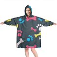 thumbnail image 1 of Cool Pet Background Dog Paw Wearable Oversized Blanket,Wearable Blanket Hoodie for Adults,Cozy Hooded Blankets with Super Pockets,Super Warm Fuzzy Pullover for Women & Men, 1 of 6