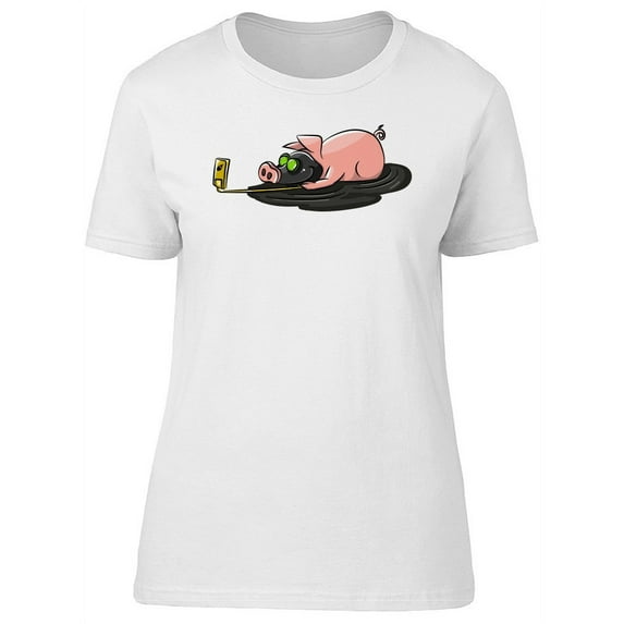 Cool Pig Biohazard Taking Selfie T-Shirt Women -Image by Shutterstock, Female x-Large