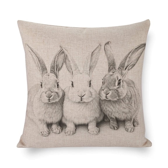 Cool Pillowcases Three Bunnies Ancient Pattern Pillowcase 20"x20" Happy Easter Pillowcase Farm Decoration Pillow Case for Living Room Bedroom Couch Sofa Chair Bed